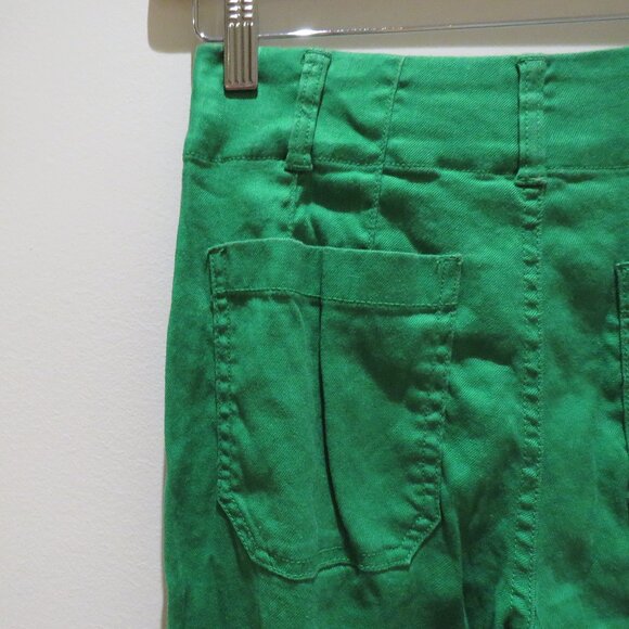 ANTHROPOLOGIE MAEVE The Colette Cropped Wide Leg Linen Pants in Bright Green 25 - Picture 13 of 15